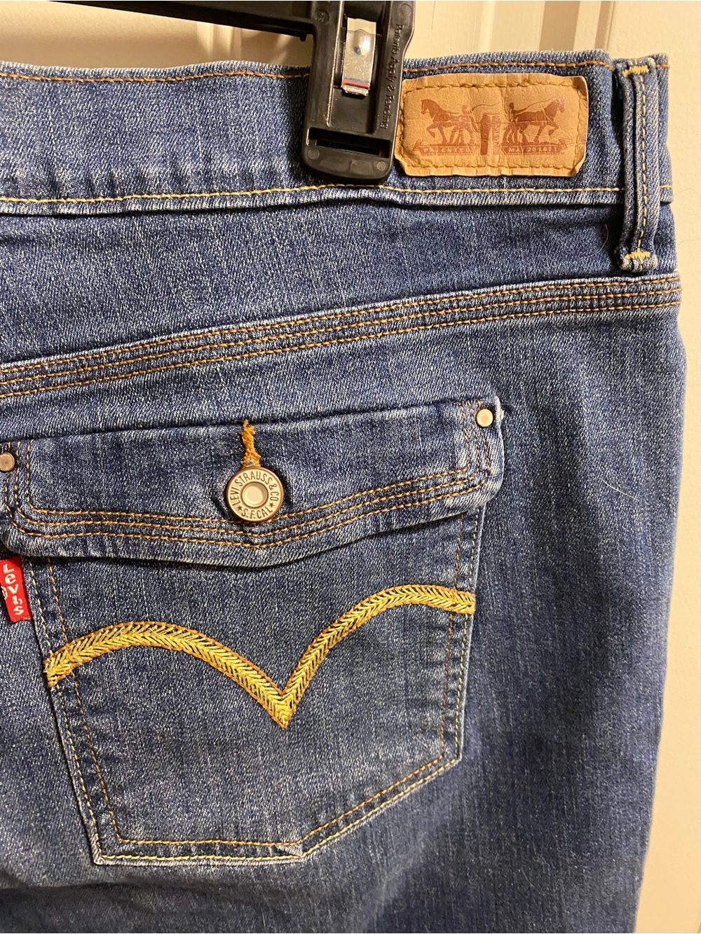Levis Jeans Shorts 14 Stretch Bermuda Style Blue Denim Rolled Cuff - Picture 5 of 8